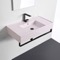 Pink Console Sink With Black Towel Bar, Modern